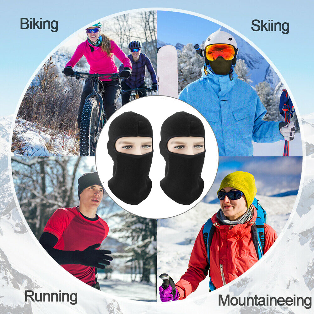 2 Pack Winter Fleece Warm Balaclava Hat Motorcycle Ski Neck Face Mask Hood Cap