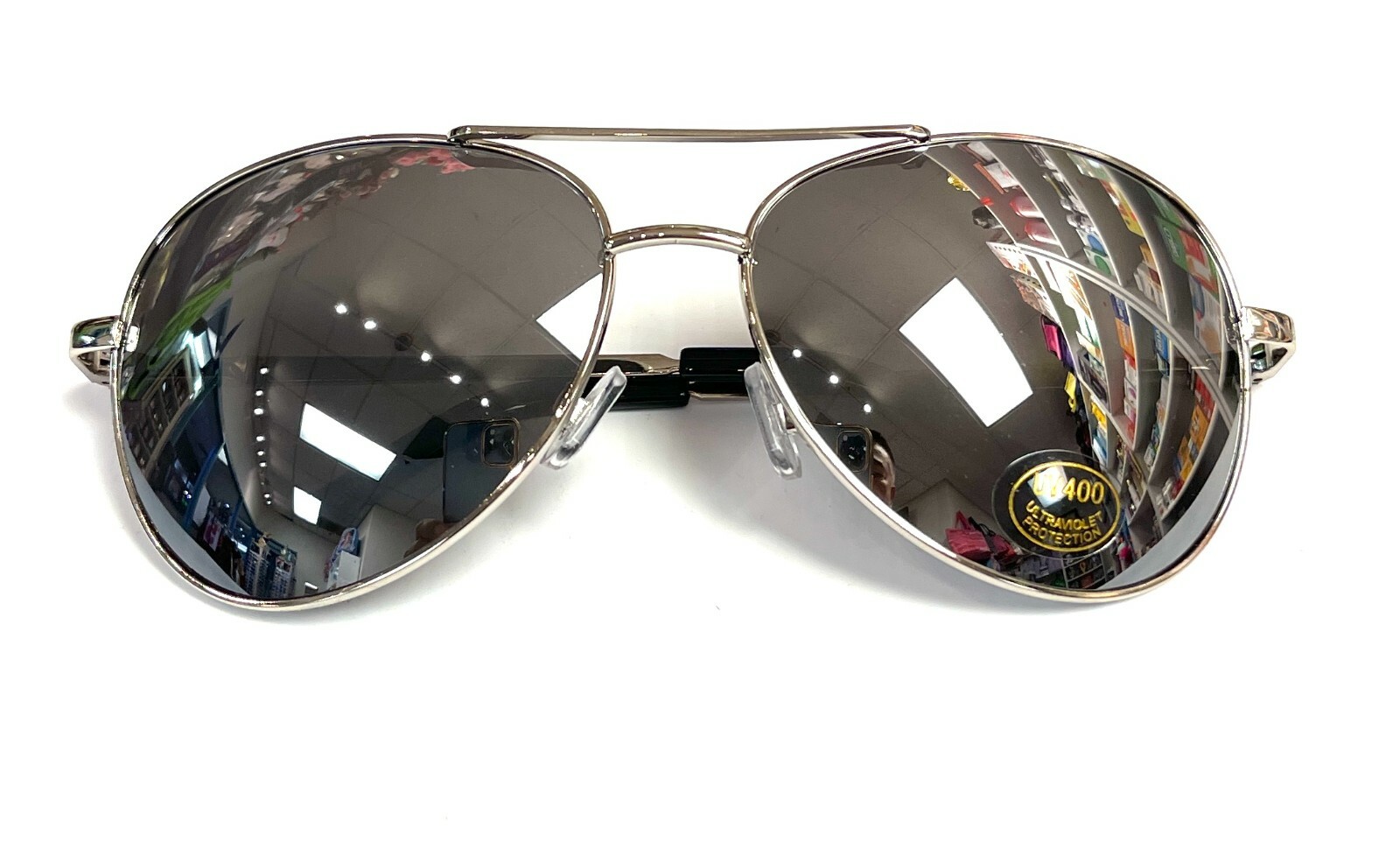Aviator Sunglasses Black Mirror Lens Men Women Silver Spring Hinge Pilot UV 400