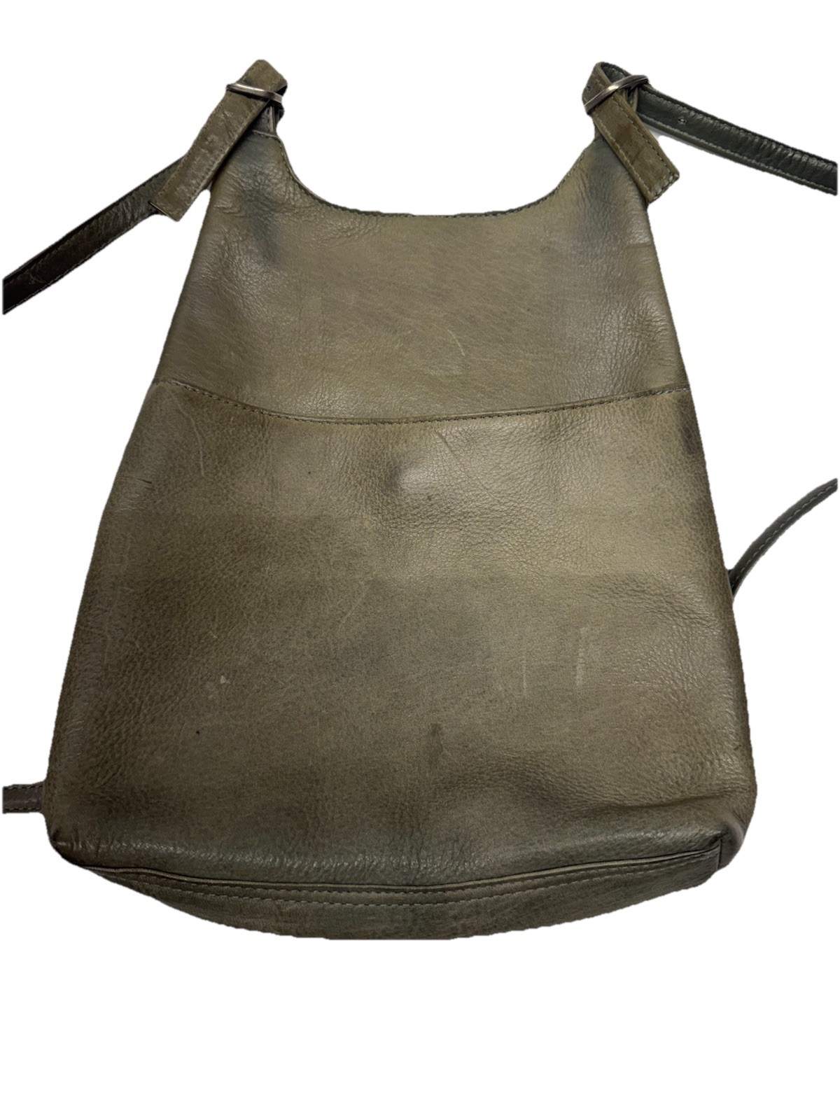 Le Donne Leather Collection Slim Sling Backpack Gray Olive Vaquetta Top Grain