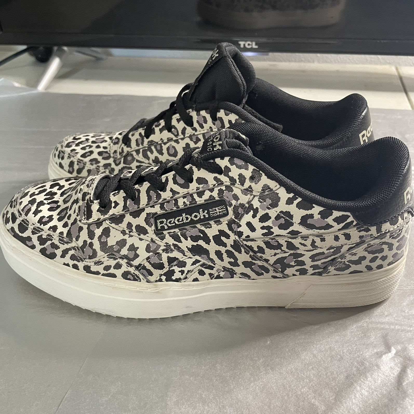 Reebok Classic Club C 85 Women’s Leopard Animal Print Low Top Lace Up Sneakers