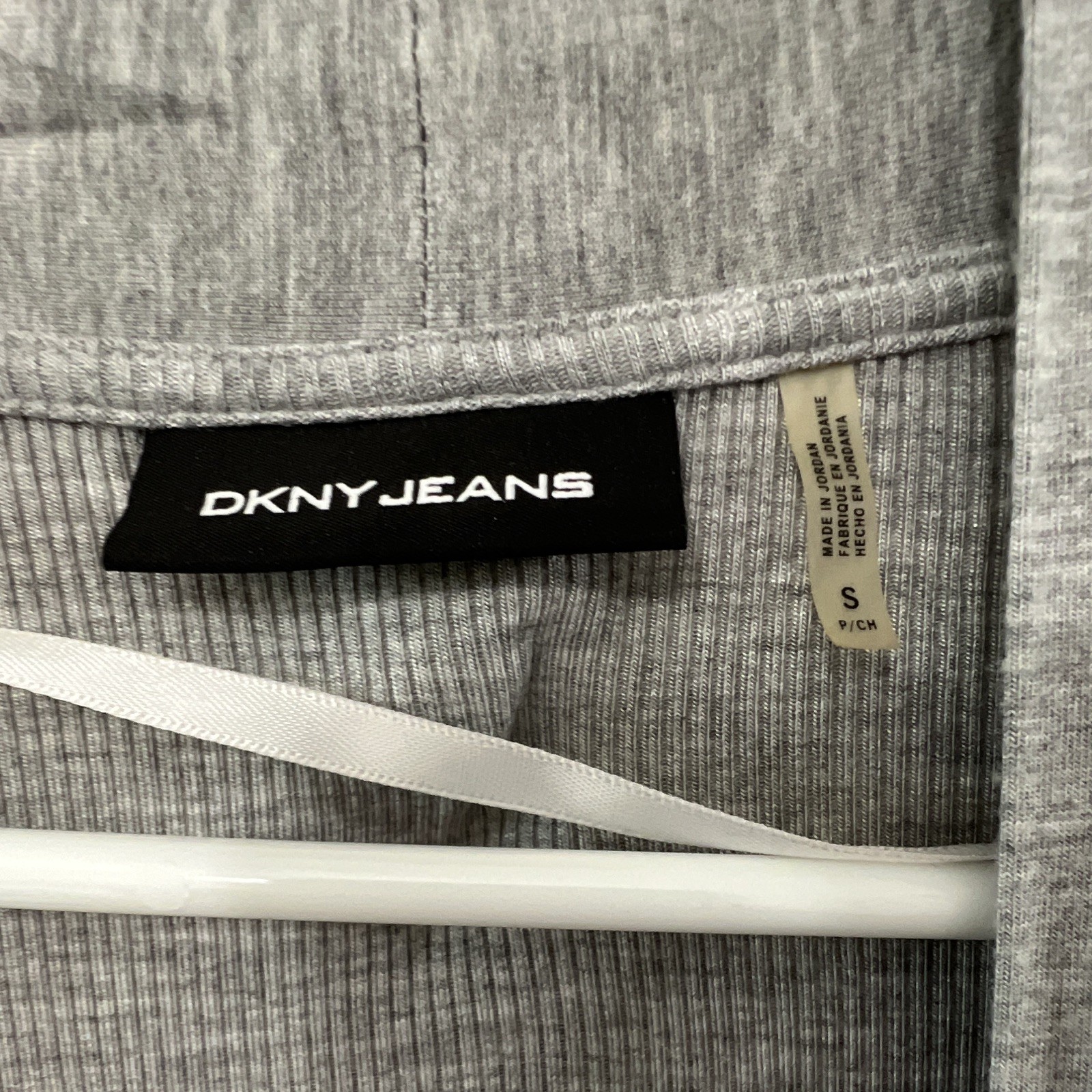 DKNY Jeans Women’s S Gray Solid V-Neck Open Front Long Sleeve Knit Cardigan