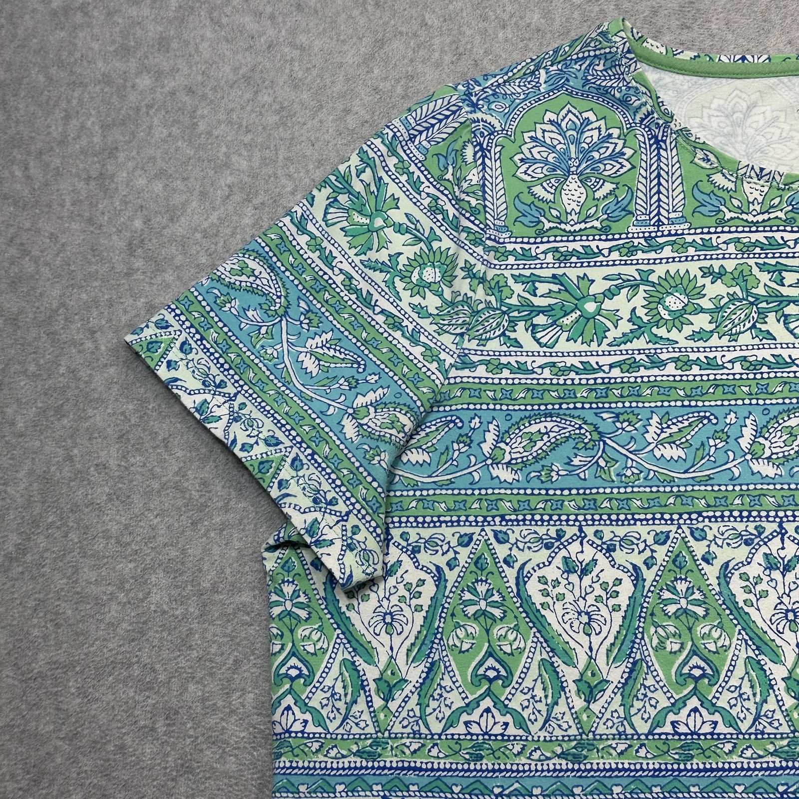 Talbots Tee Shirt Womens Plus 2X Blue Floral Print Short Sleeve Crewneck Top
