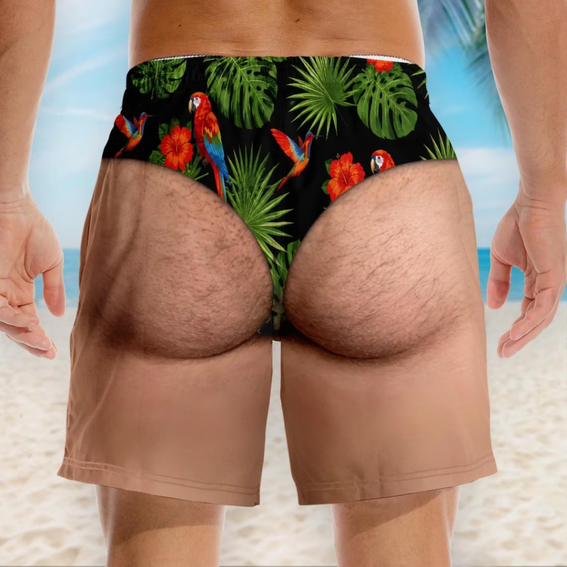Custom Funny Novelty Swim Trunks, Unique Men’s Swimwear, Joke Beach Short Gift