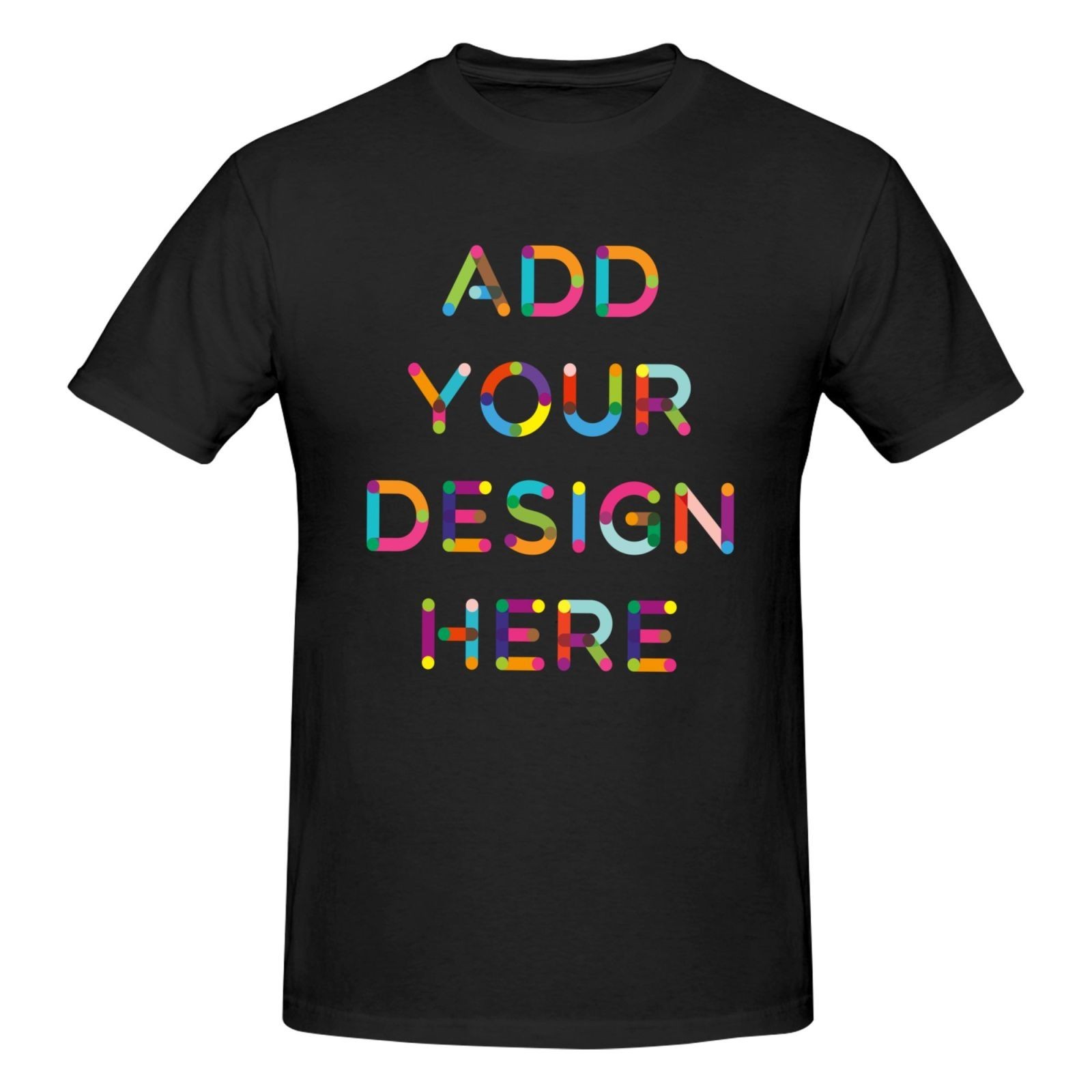 Custom Printed Men’s Black Cotton T-Shirt Personalized Text Photo Graphic Custom