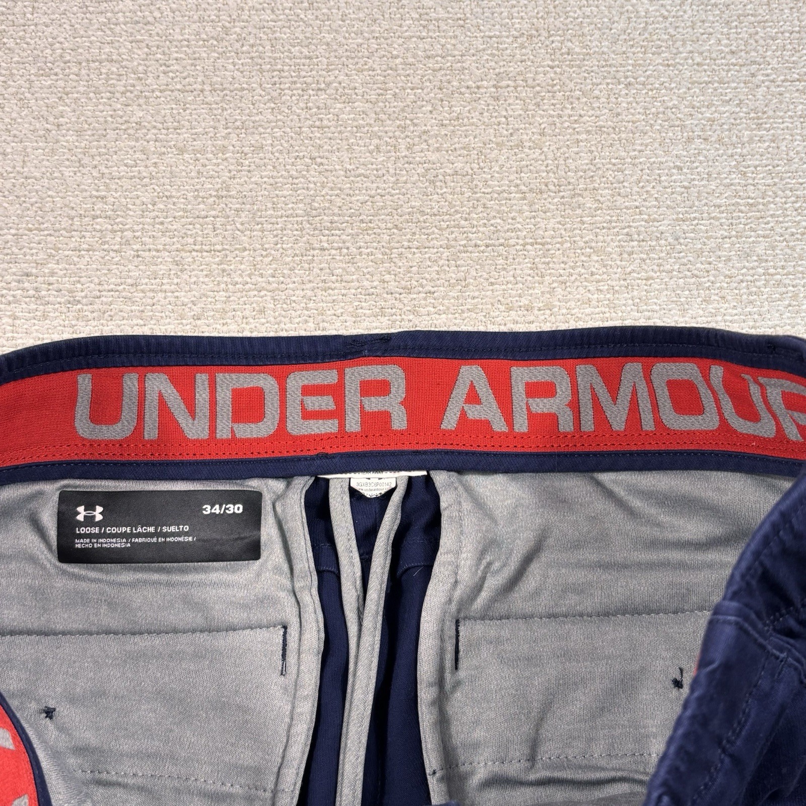 Under Armour Loose Fit Chino Golf Pants Men 34/30 Navy Wicking Breathable Pants