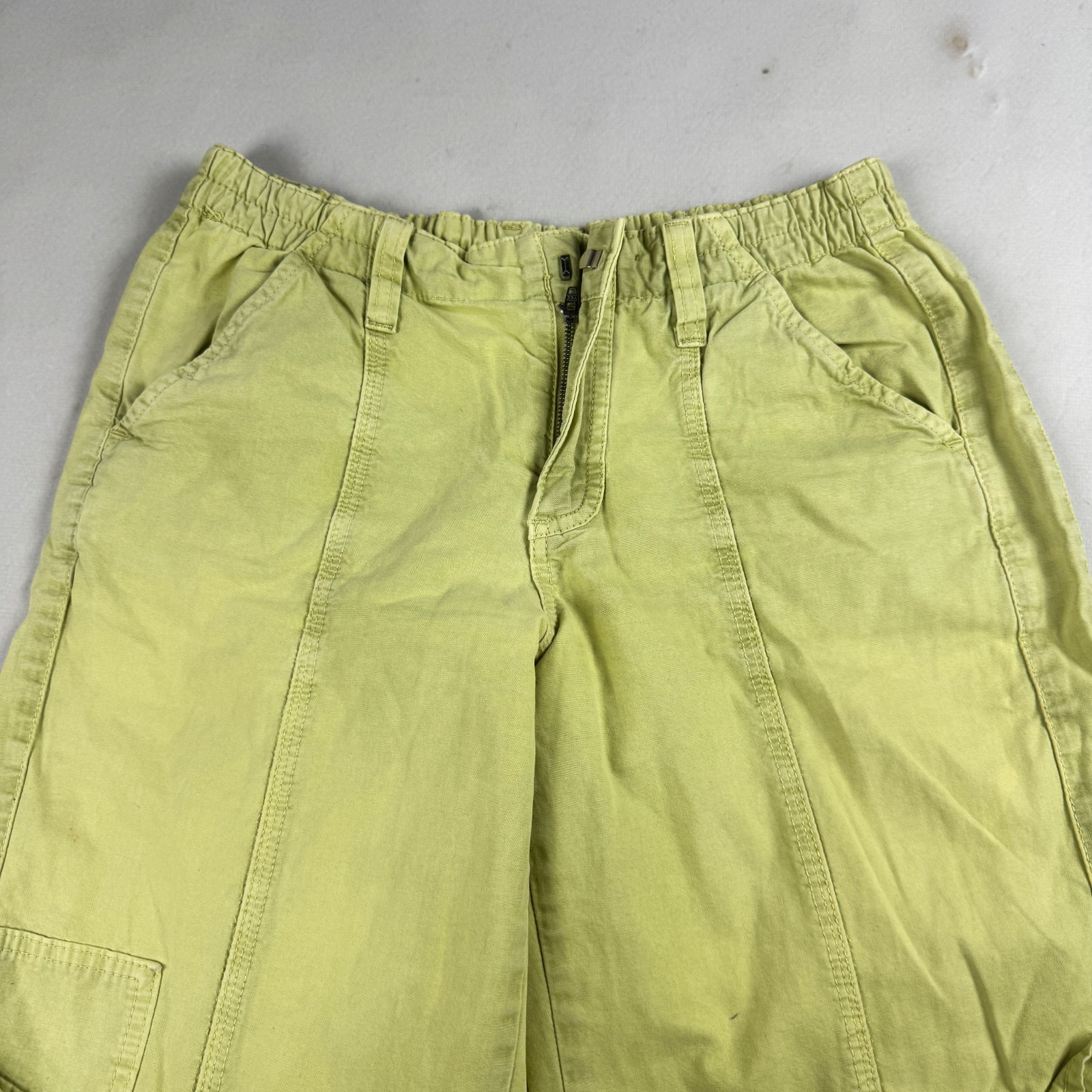 Womens Y2K Lime Green Cargo Pants Wide Leg Utility Multi Pocket Streetwear Baggy