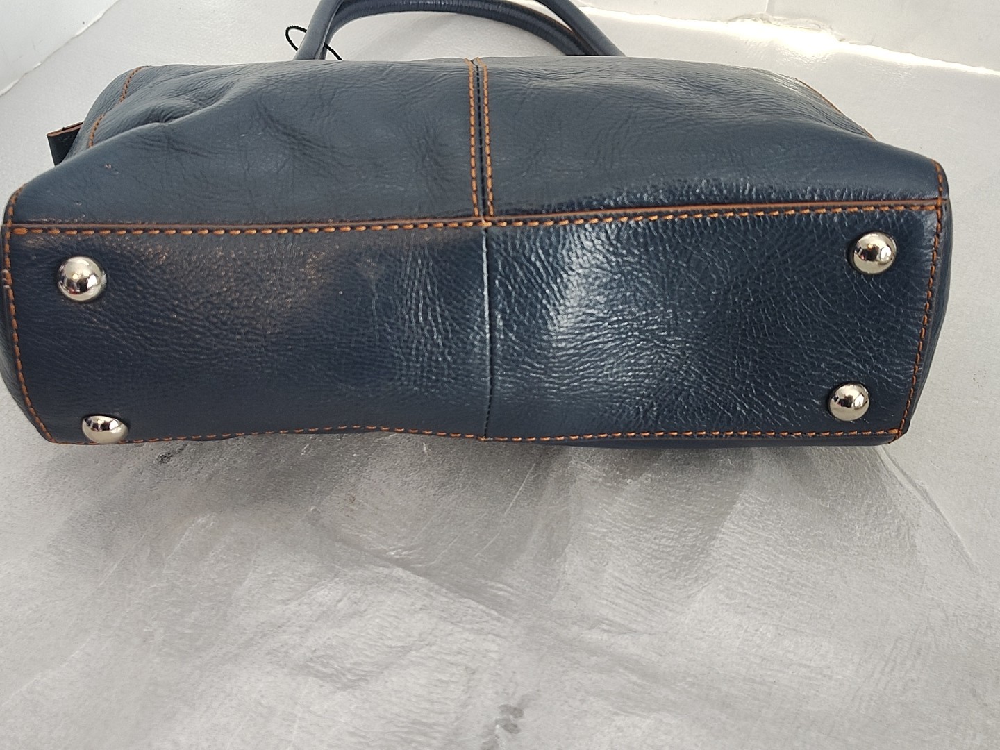 NEW Hobo International BLANCA Polished/Glaze Leather Satchel Top Handle Bag NAVY