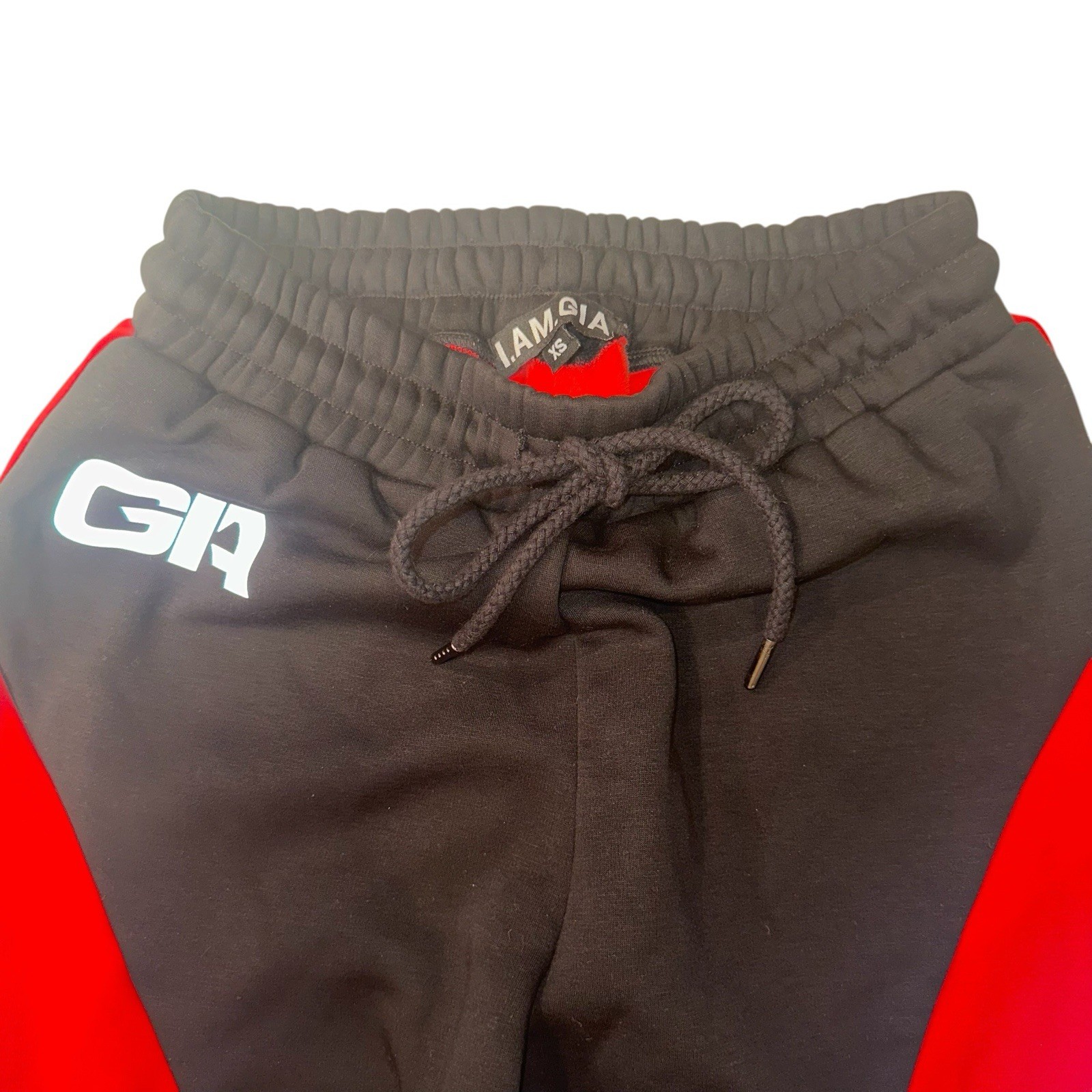 I AM GIA Red Black Silver Reflective Colorblock Hoodie Sweats Set Size XS NWT