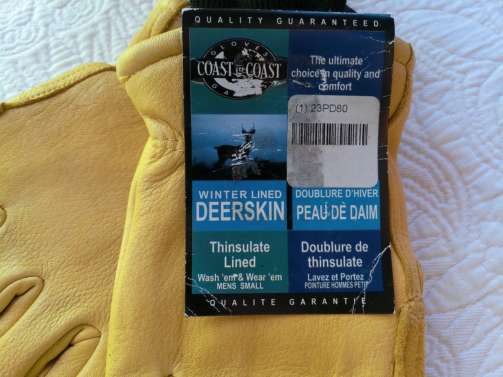 BOB DALE SIZE S WINTER LINED DEERSKIN GLOVE 100 GRAM THINSULATE CUFFS HOLDS HEAT