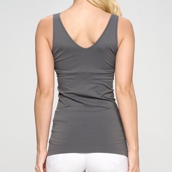 Yelete Charcoal V or U Neckline Reversible Seamless Tank