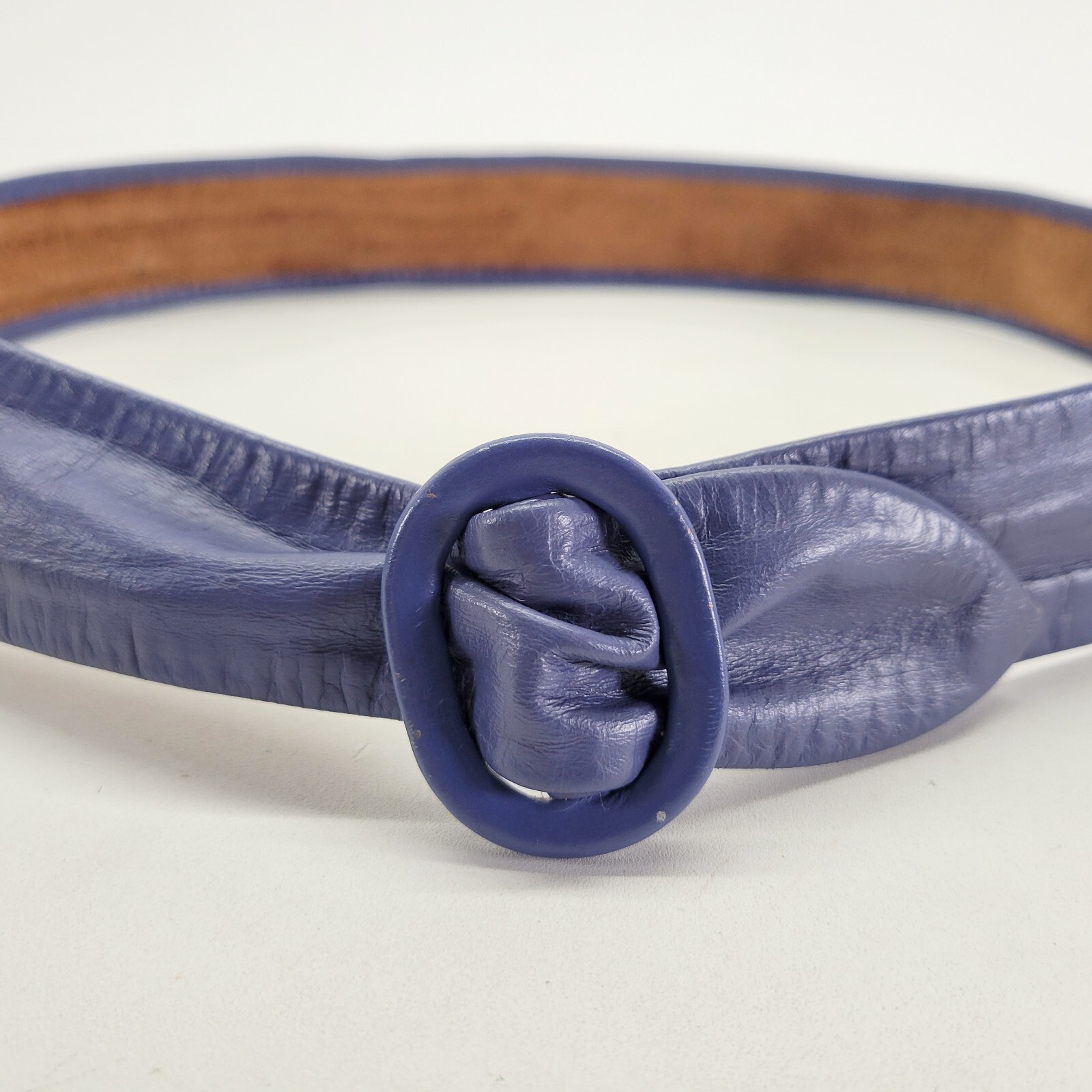 Vintage Leather Belt 30 32 34 Cornflower Blue