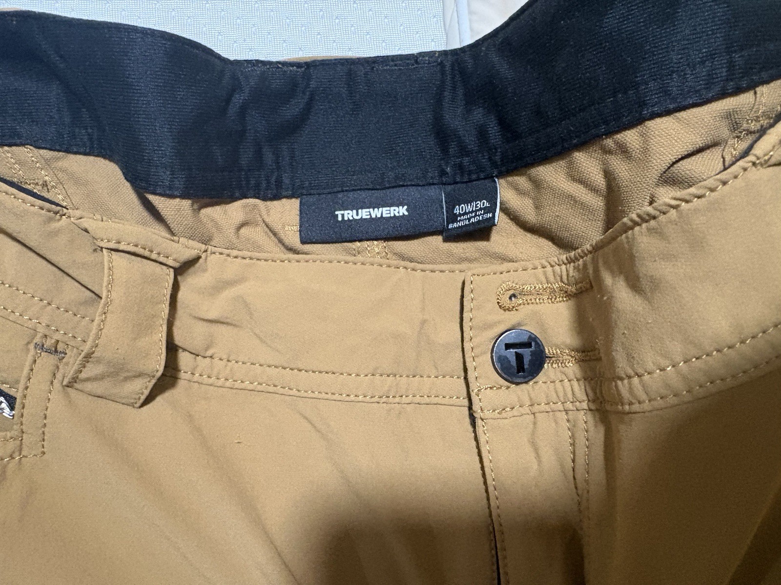 Truewerk T1 Pants Mens 40 x 30 Sand Brown Workwear Werkpant Tech Utility Cargo