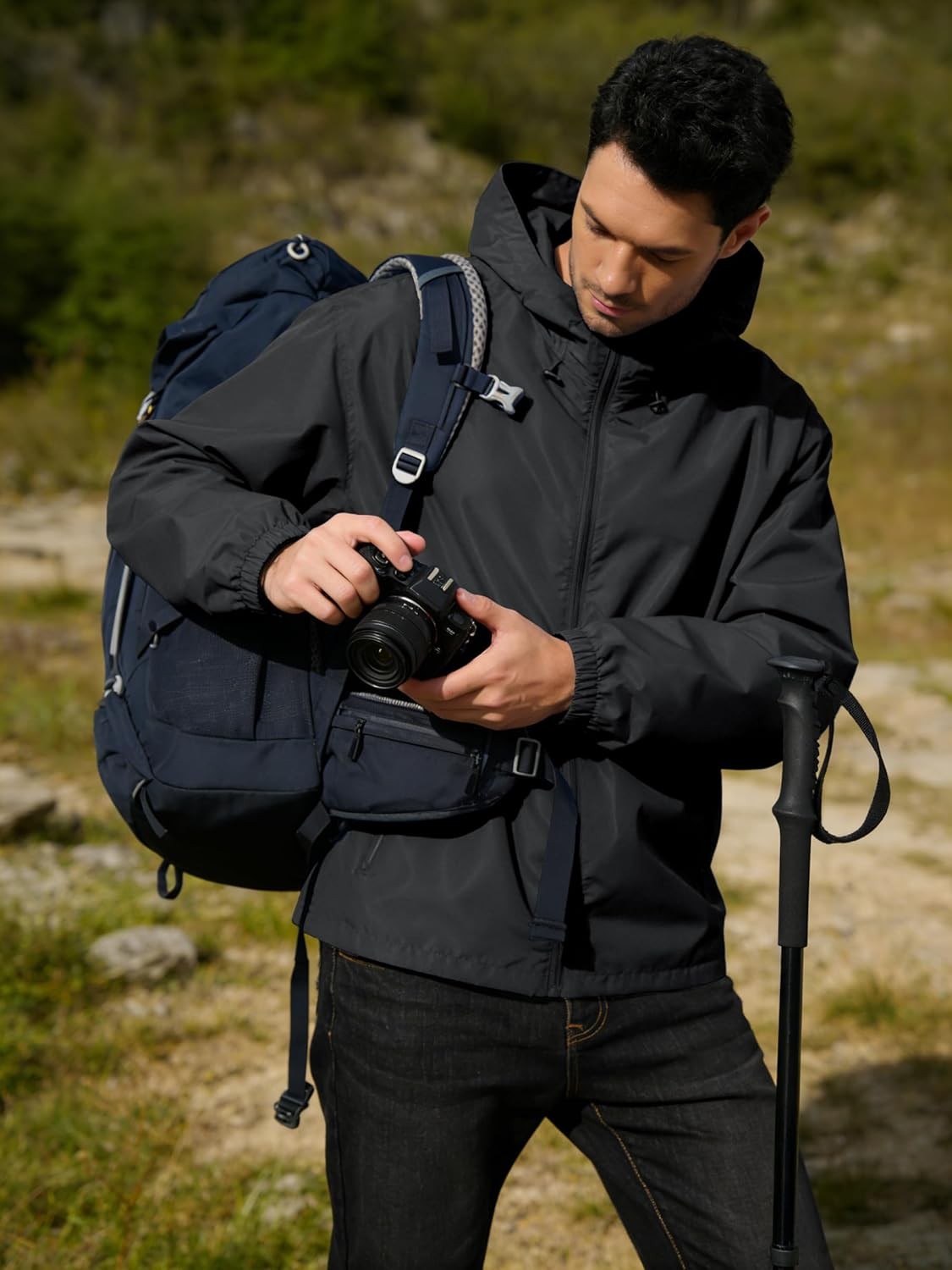 Mens Waterproof Rain Jacket Lightweight Windbreaker Cycling Running Outdoor Coat