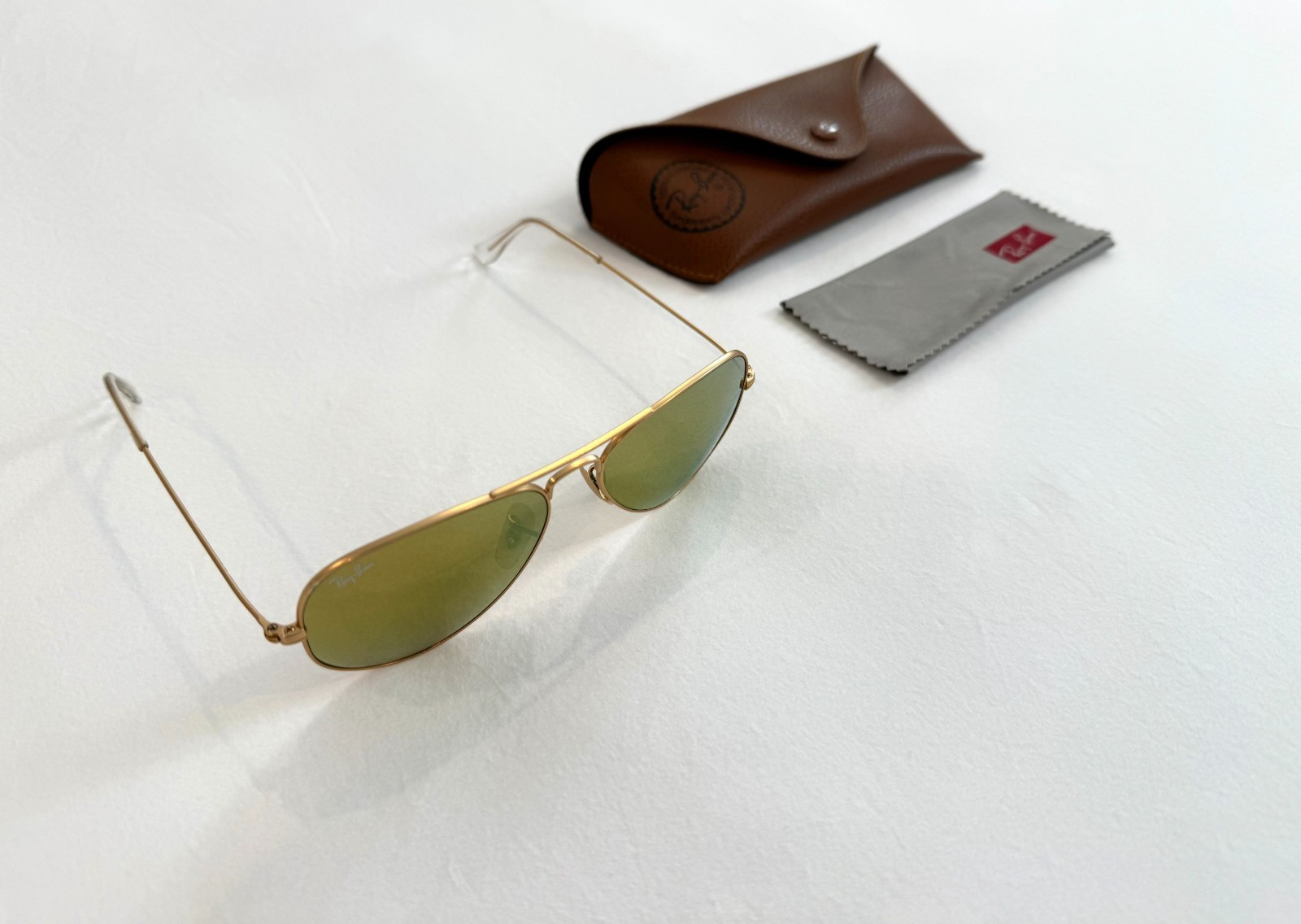 Ray-Ban Aviator RB3025 112/93 Matte Gold Brown Mirror Sunglasses 55[]14 3N