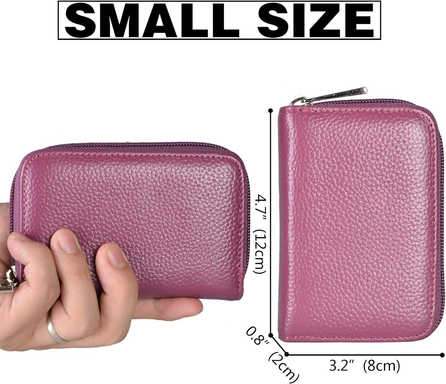 Luxurious Genuine Leather Zipper Wallet with 26 Card Slots – RFID Blocking