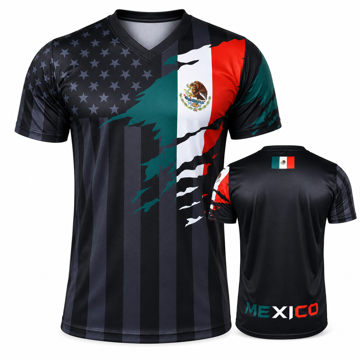 2026 Tournament US And Mexican Flag Mix Shirt Soccer Football Fan T-Shirt