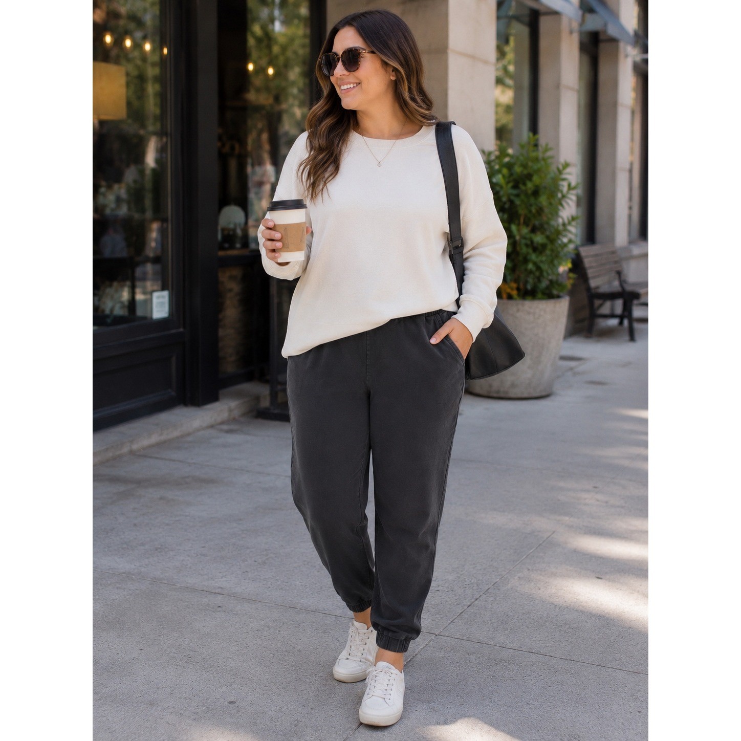 32 Degree Faded Black High Rise Jogger Sweatpants with Pockets Size XL