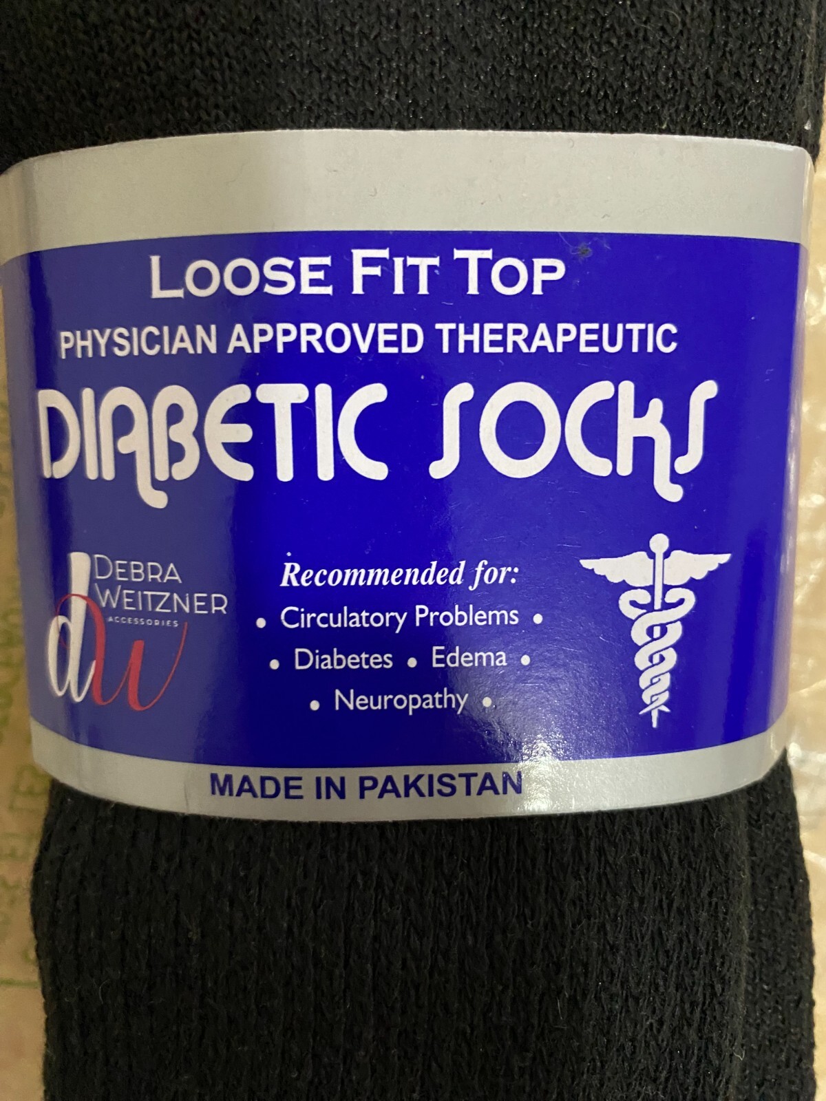 DEBRA WEITZNER Loose Fit Top Black 3-Pk Non Skid Diabetic Socks Size 13-15 New
