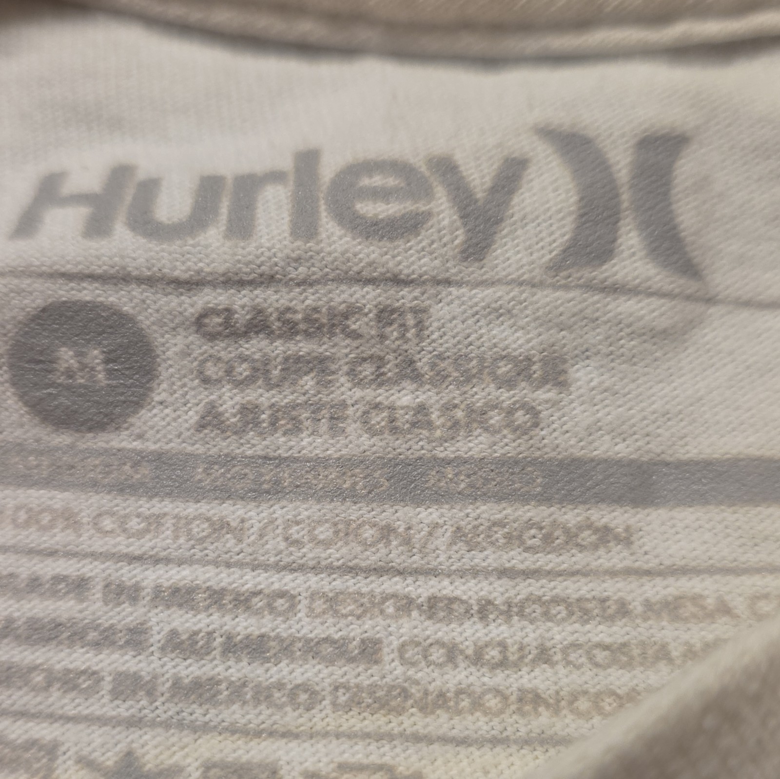 Hurley Men’s M Regular White Crew Neck Short Sleeve Logo Graphic T-Shirt