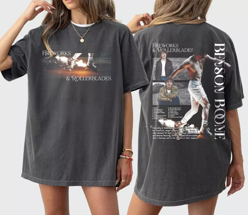 Benson Boone Fireworks and Rollerblades 2024 World Tour Shirt, Benson Boone Shir