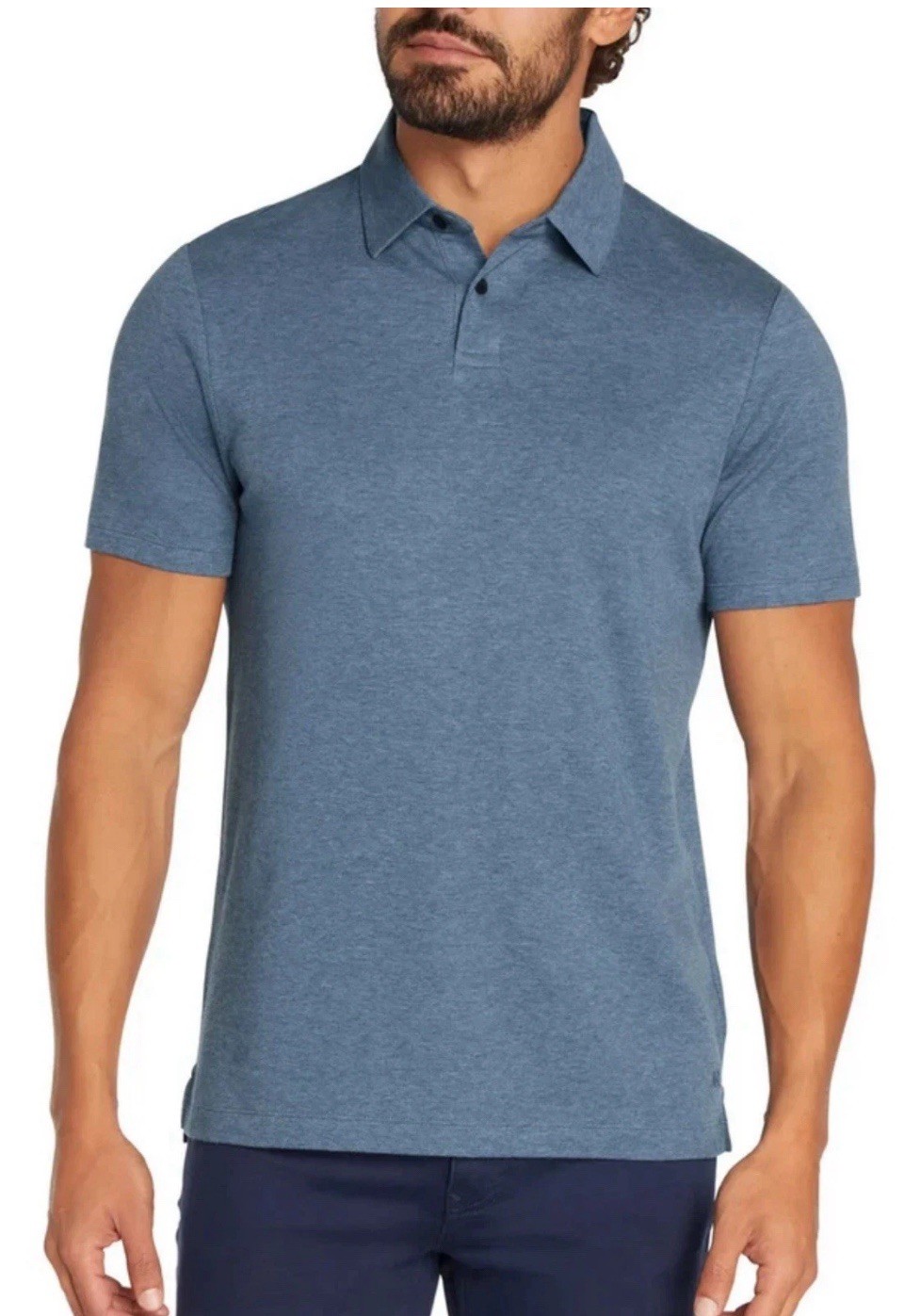 Banana Republic Luxe Touch Performance Polo Shirt, Blue, Large, Moisture Wicking