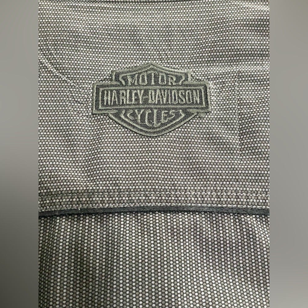 Harley-Davidson Mens Grey Black Patterned Button Up Shirt Logo Patch XL