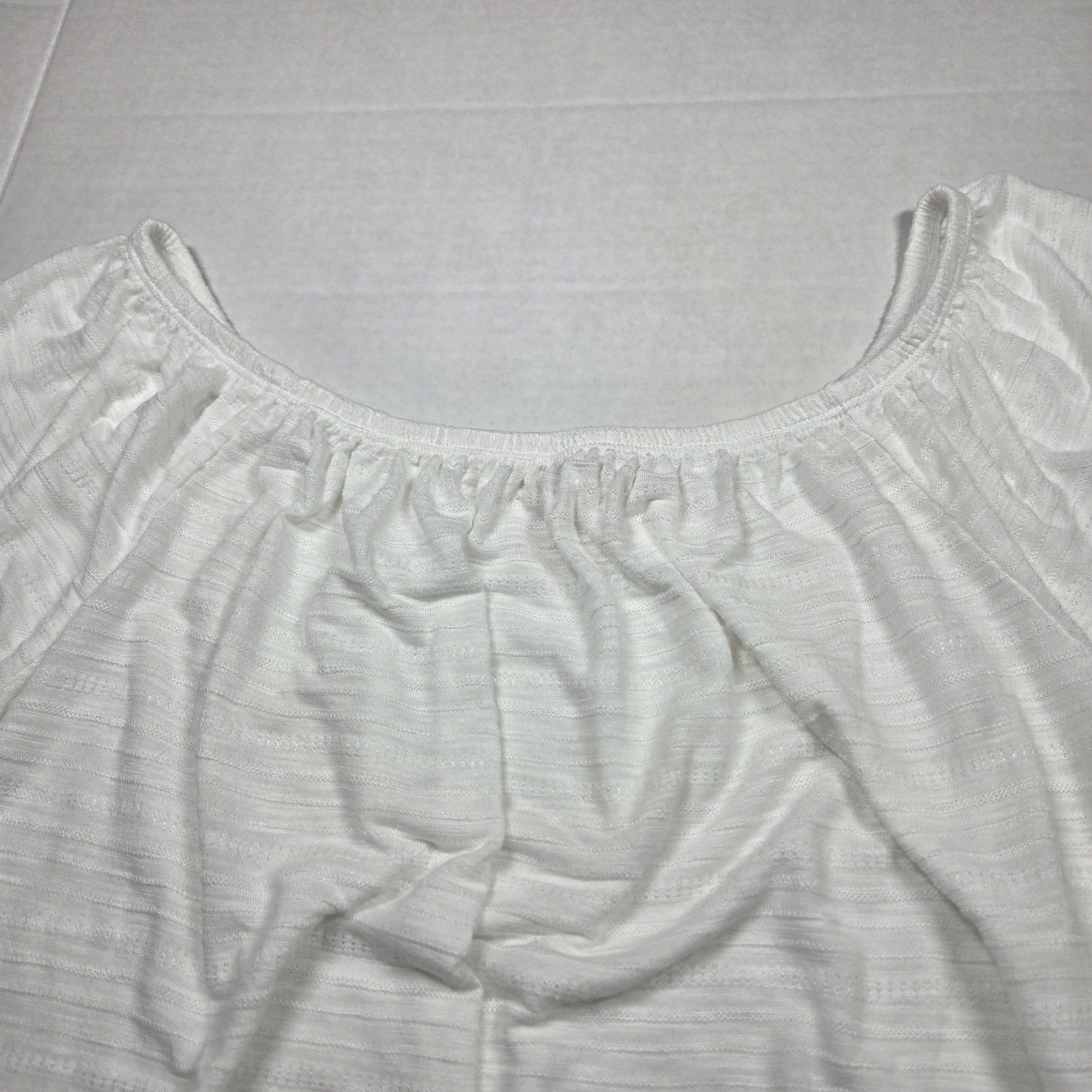 Style & Co Knit Ruffle Hem Pullover Blouse White Short Sleeve Round Neck Large