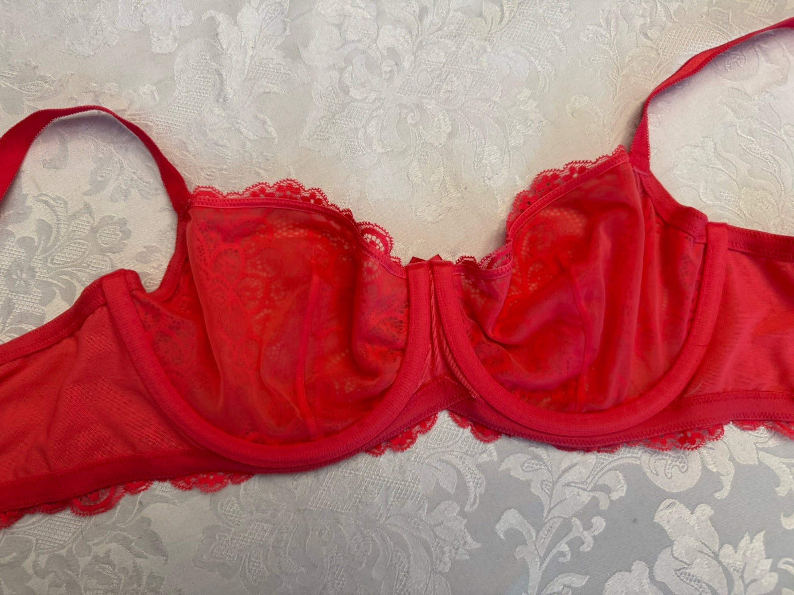 Torrid Curve Bra 38C Peacock Lace Balconette Lace Underwire Unlined Sexy