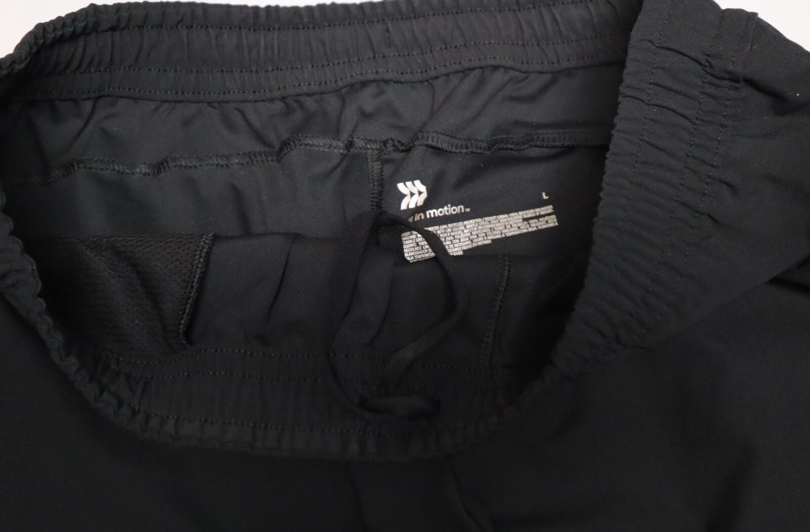 All In Motion mens pull on + drawstring black pants size L (30W x 29L)