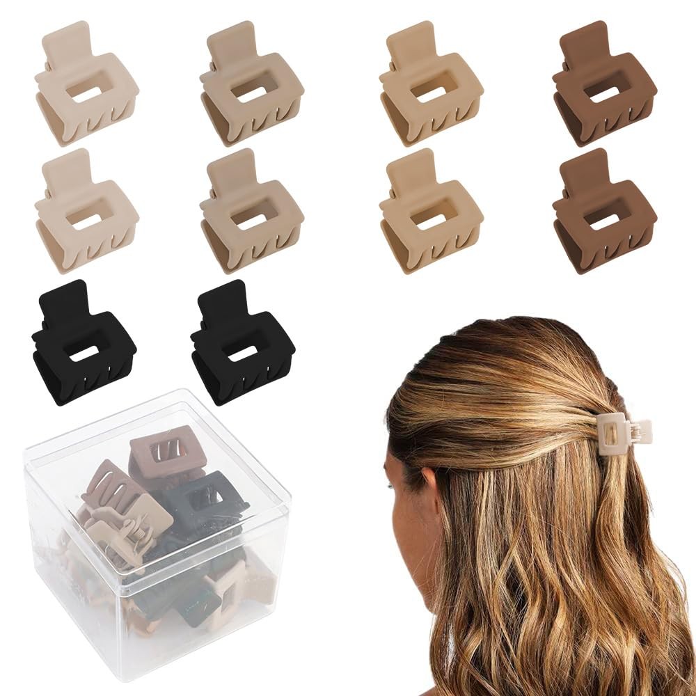 10Pcs Small Hair Clips 1 Count (Pack of 10), Black and Neutral Colors Matte