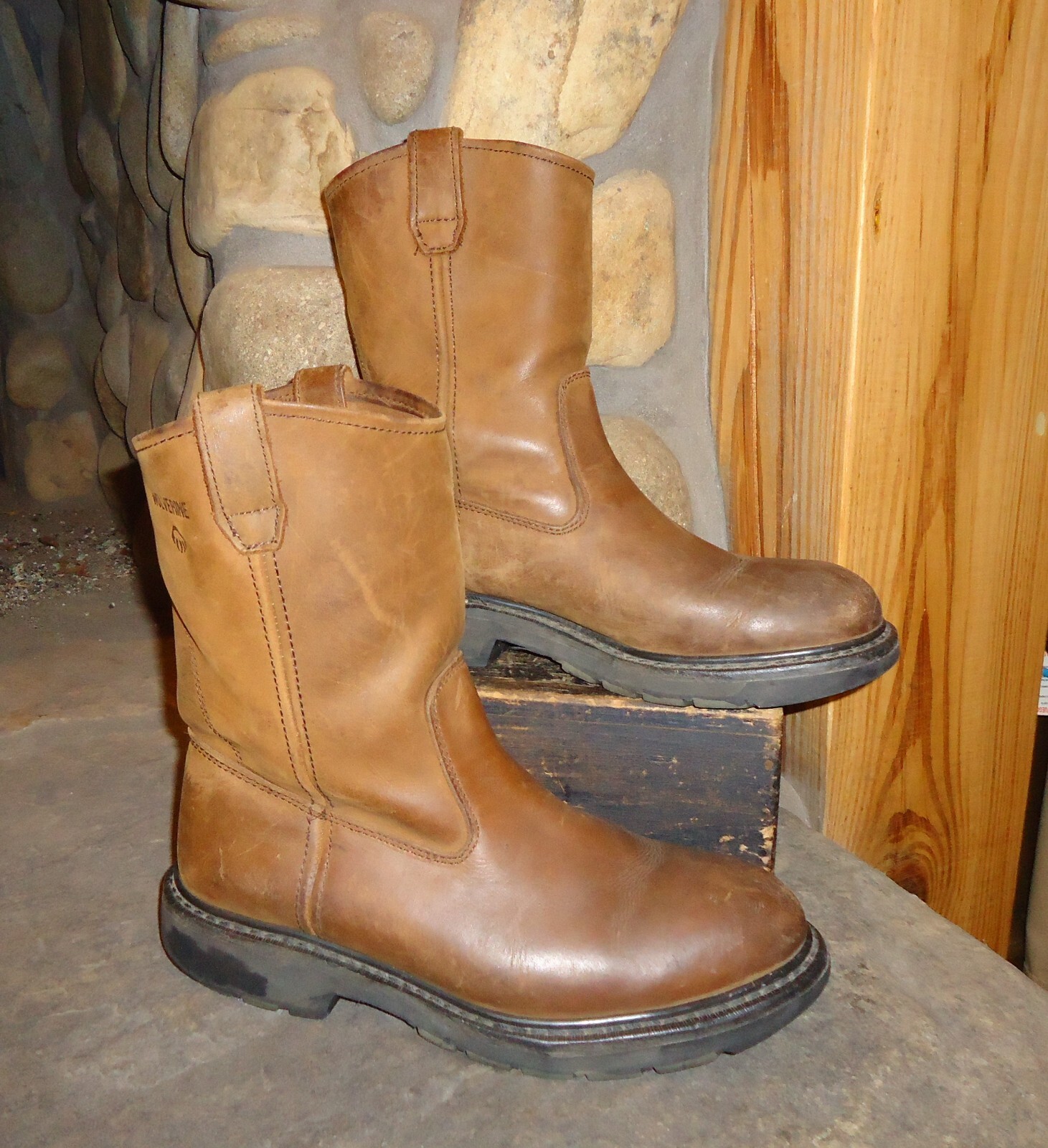 Men’s Chestnut Brown Wolverine Leather Wellington Boots #W04727 Sz. 11.5 EUC