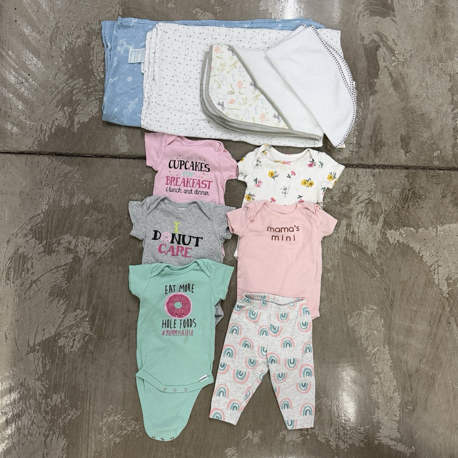 Baby Girl 3-6 | 9 & 12 Month Bodysuits, Pants & Blankets/Swaddles Lot