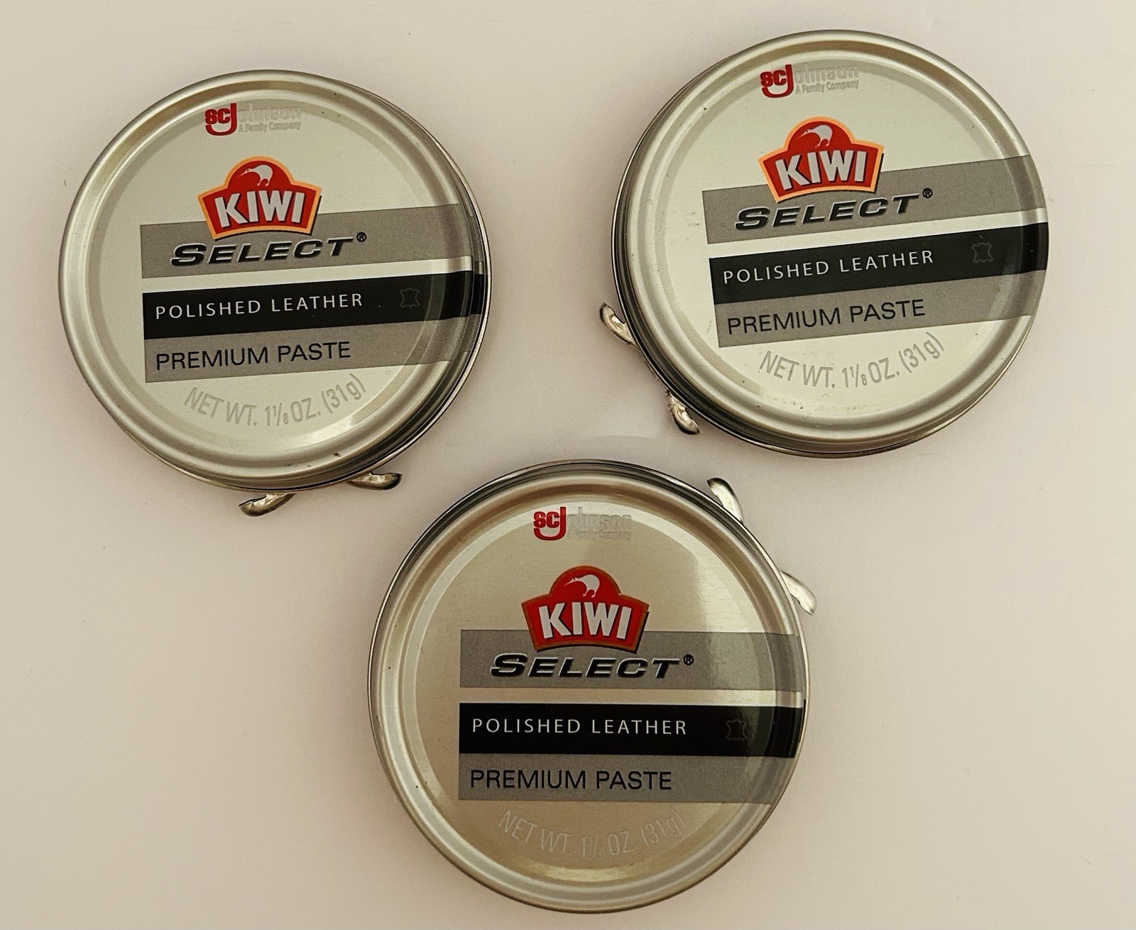 Set Of 3 ~ Kiwi Black Shoe Polish ~ Select Premium Paste ~ 1 1/8 oz Leather Care