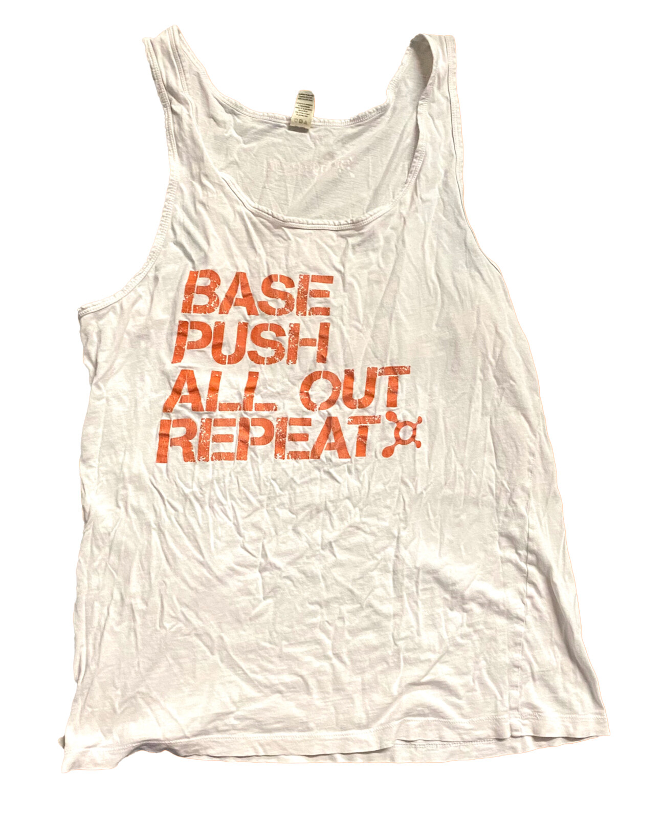 Orange Theory Fitness Tank Top Women’s Size L “Base Push” Sleeveless White *READ