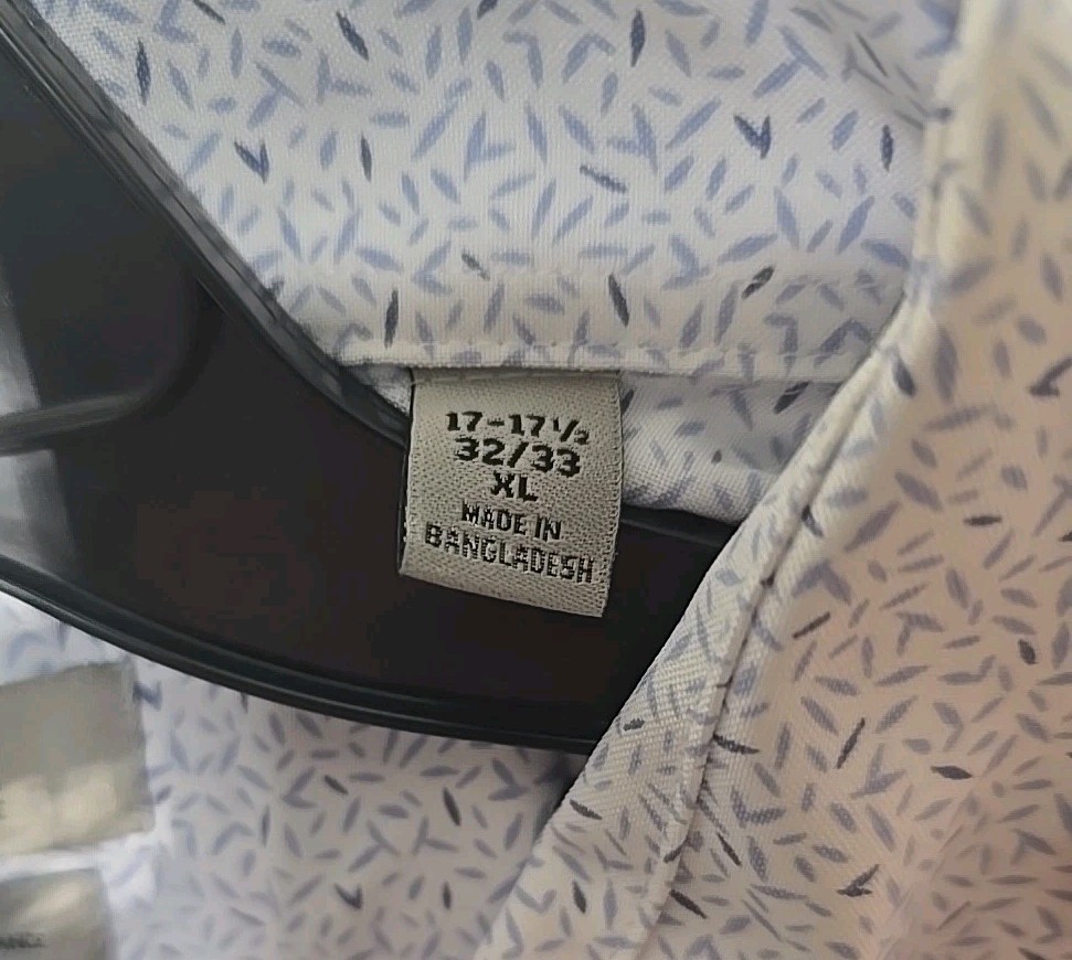 Kenneth Cole Reaction Men’s Quick Dry Performance Dress Shirt White/Blue X large