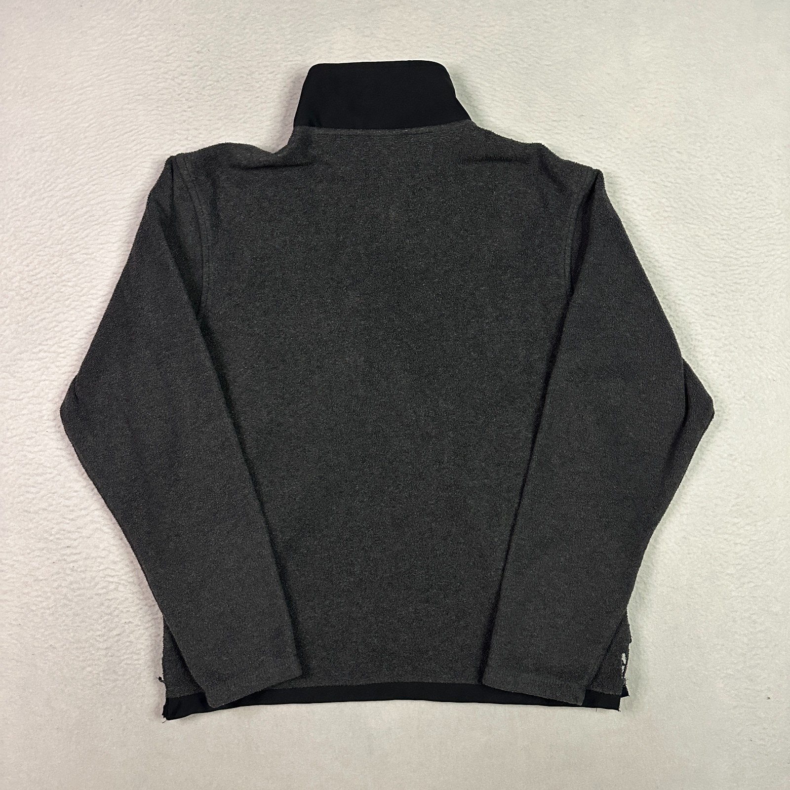 Old Navy y2k 1/4 Zip Fleece Pullover Embroidered Pockets Black Gray Mens M