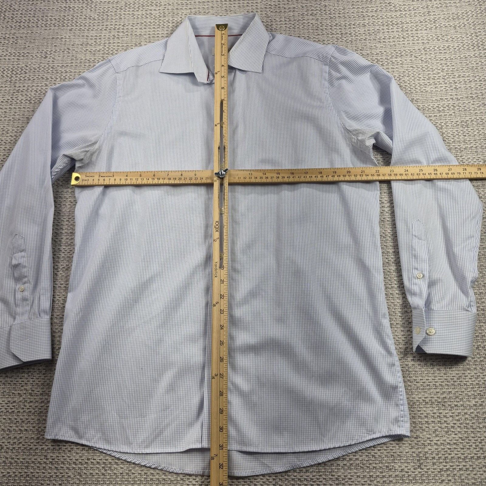 Eton Dress Button Up Shirt Mens 16.5 42 Blue Check Contemporary Long Sleeve