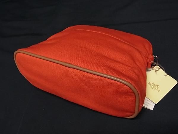 HERMES Bollywood Pouch 20 Canvas Pouch Orange AX3267