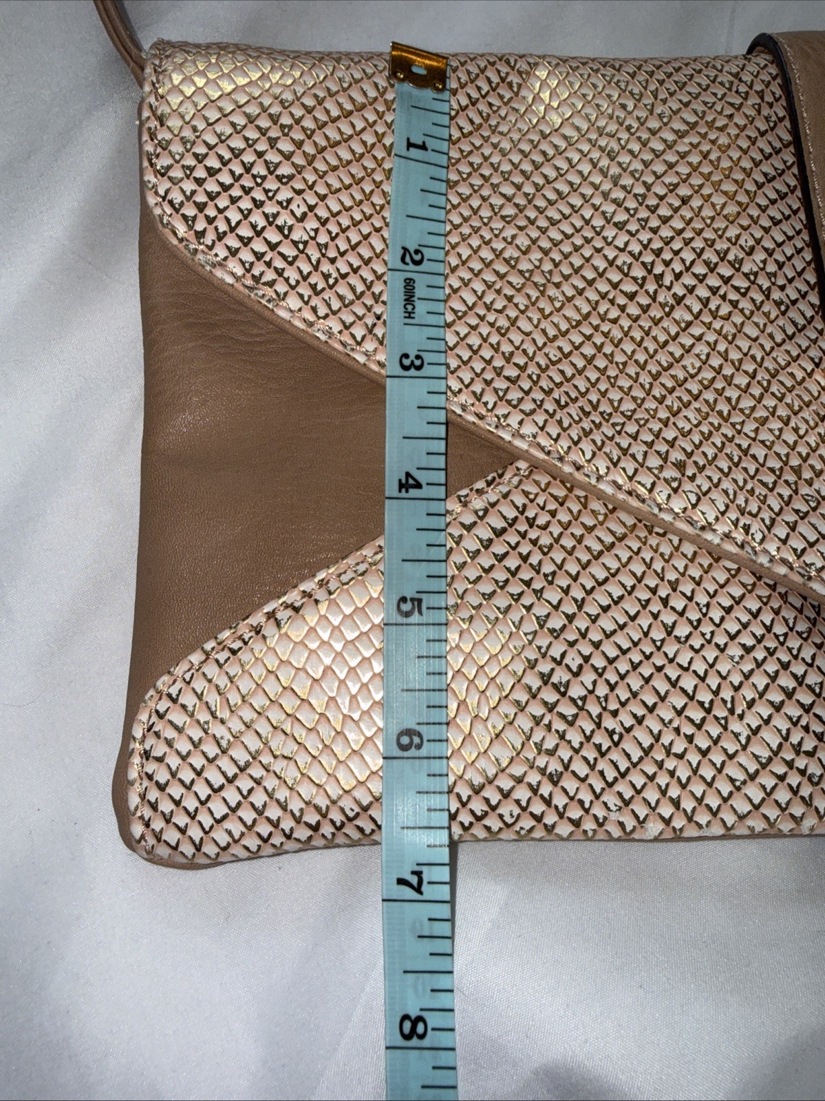 Melie Bianco Vegan Leather Clutch Shoulder Strap Envelope Handbag Rose Gold Bag