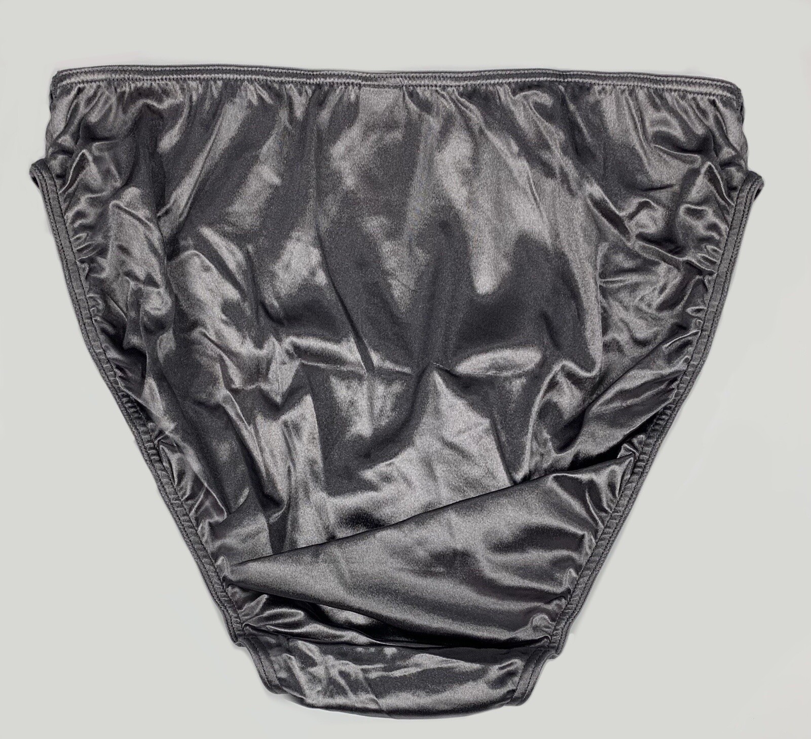 Second Skin Satin Classic Hi-cut Brief Panty by Lexington · Silver · 2XL/9