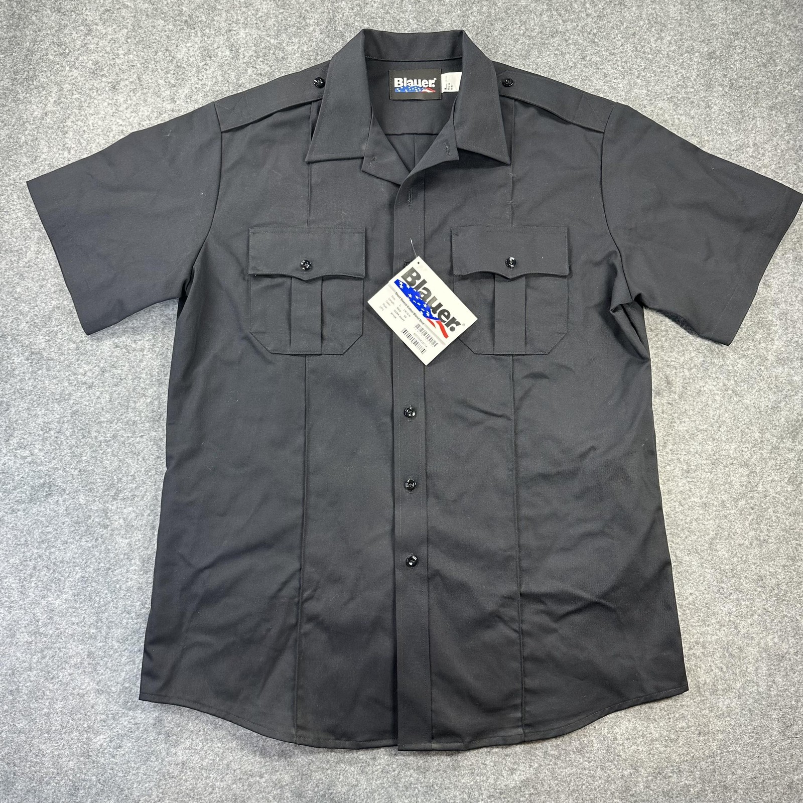 Blauer Shirt Mens Large 16-16.5 Dark Navy Short Sleeve Uniform Twill Workwear