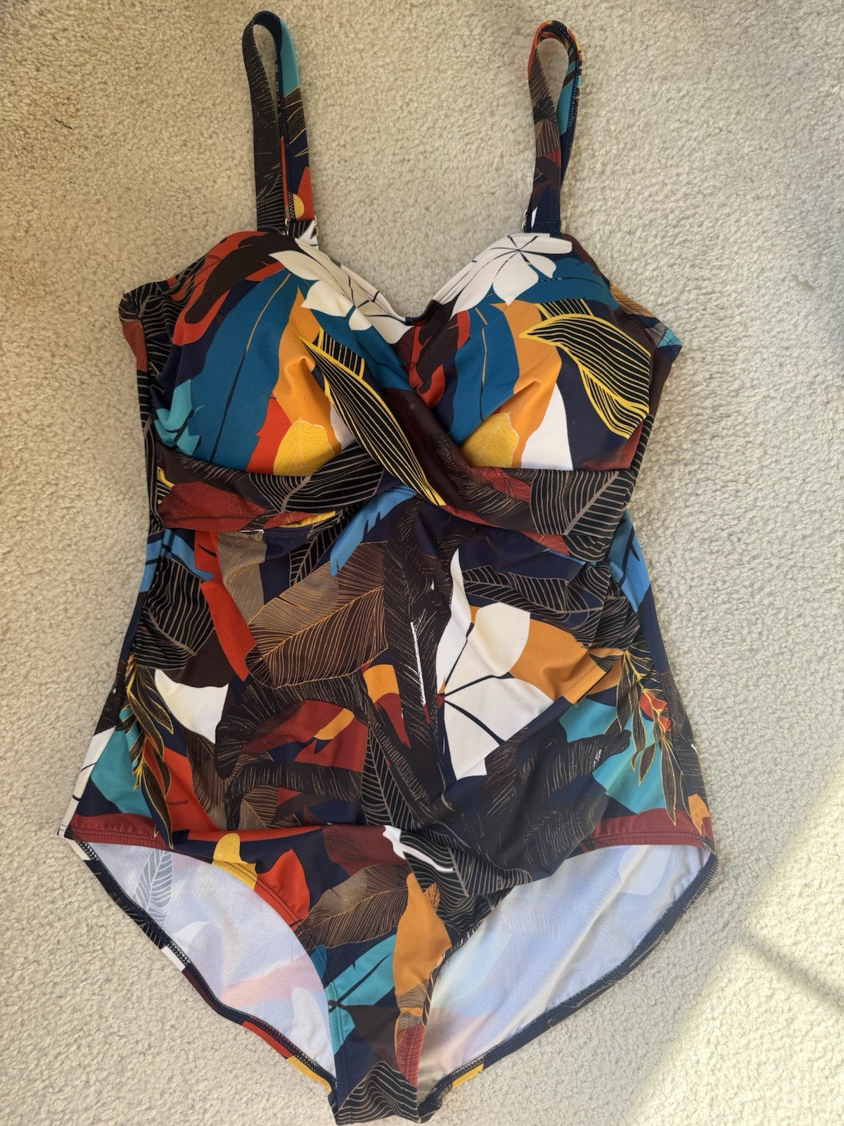 Susan Graver One-Piece Swimsuit Multicolor Abstract Women’s Regular Size 16