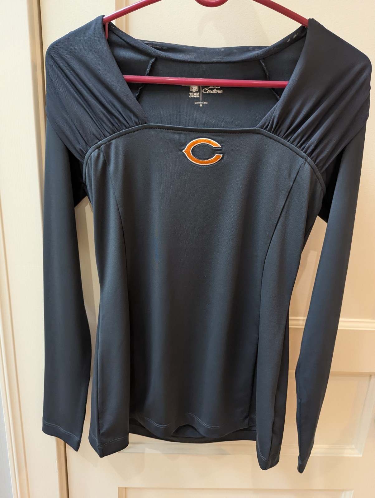 All Sport Couture Women’s NFL Long Sleeve Top Navy Blue Chicago Bears Medium