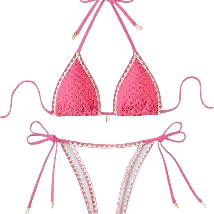 Womens Sexy Push Up Brazilian Bikini Swimwear Popped Crochet String Bathing Suit
