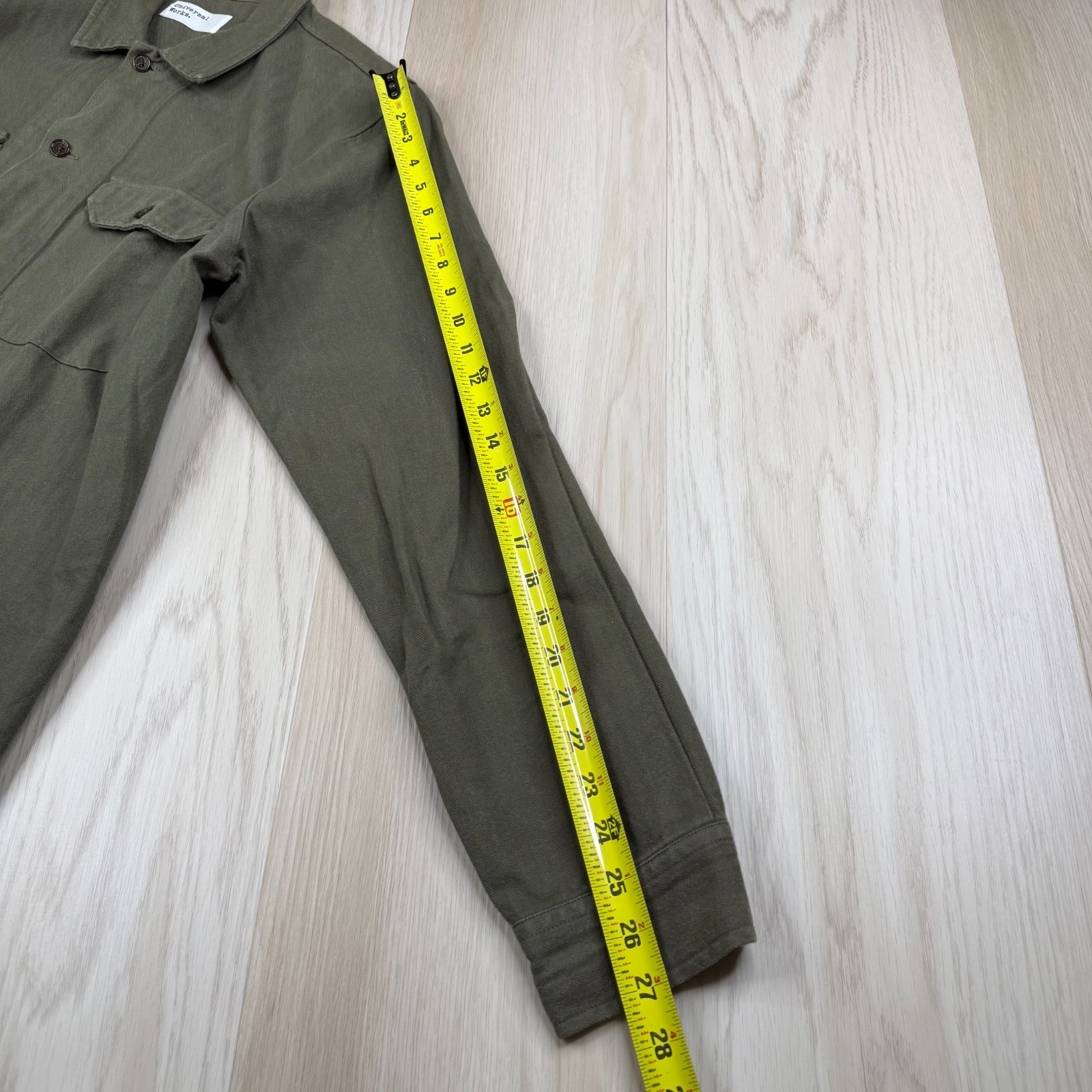 Universal Works Mens Green Utility Pockets Workwear Button Up Shirt Size L