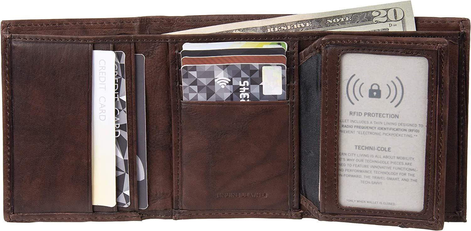 Kenneth Cole REACTION Men’s RFID Protection Leather Trifold Wallet Brown