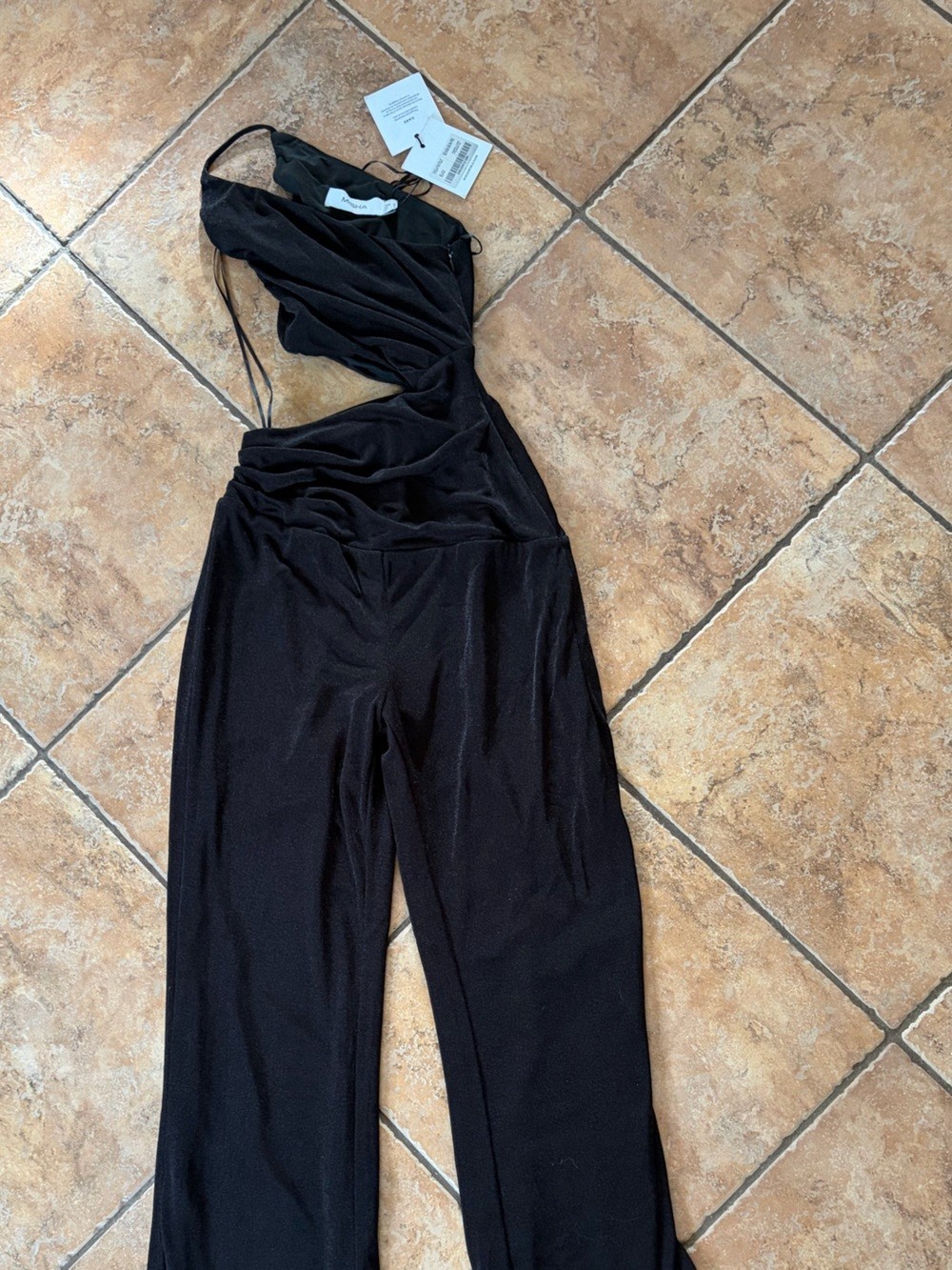 Misha Evelia One-Shoulder Pantsuit in Black Size 0 NWT