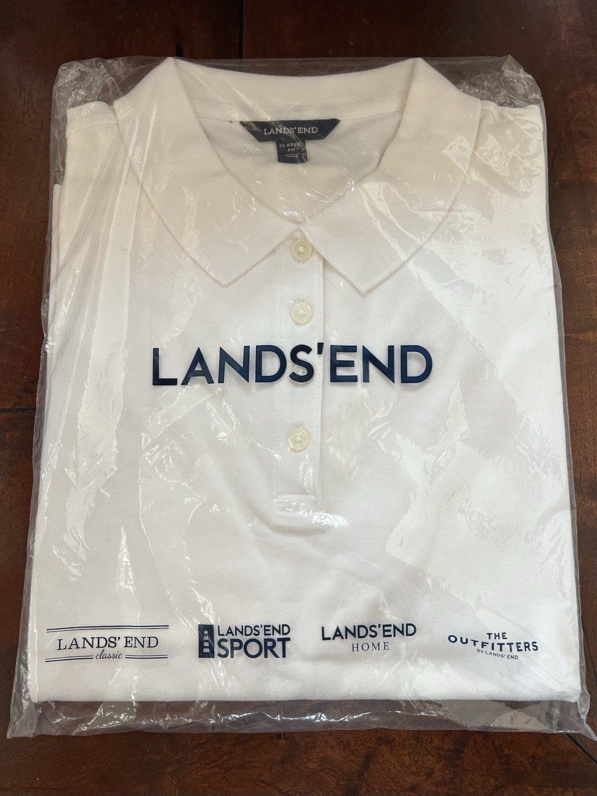 NWT Lands’ End SS White Mesh Polo Shirt, Women XL P Cotton