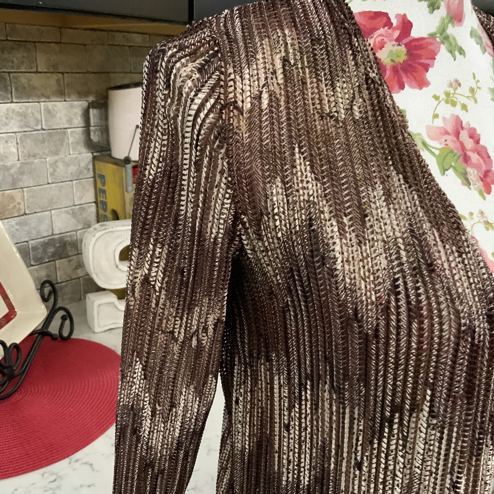 Chico’s Lightweight Open Front Cardigan Sz 0 Small 3/4 Sleeve Autumn Brown Tan
