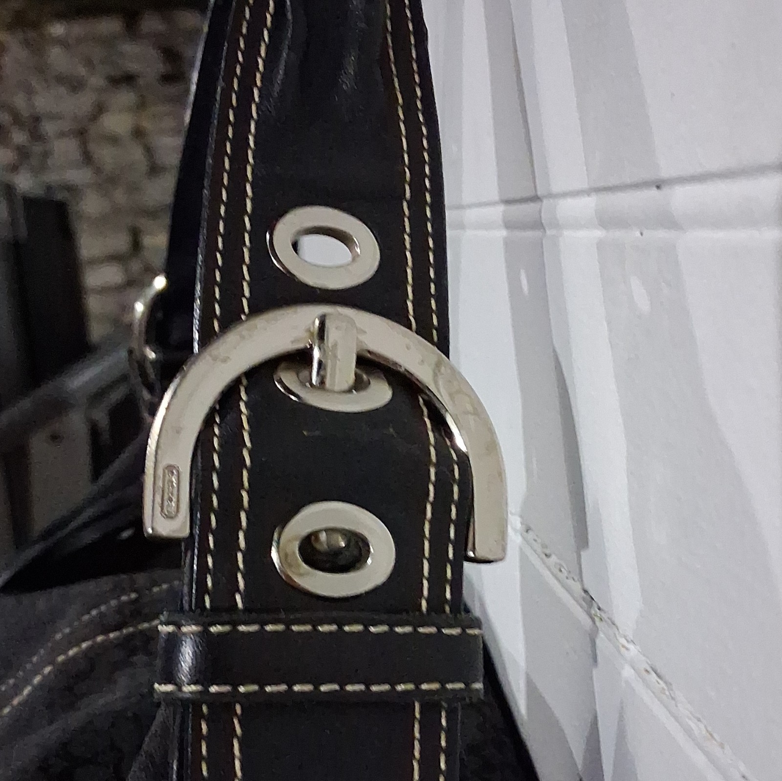 Coach Black Signature Logo Y2K Demi Bag Tassel Charm No. G052-2158